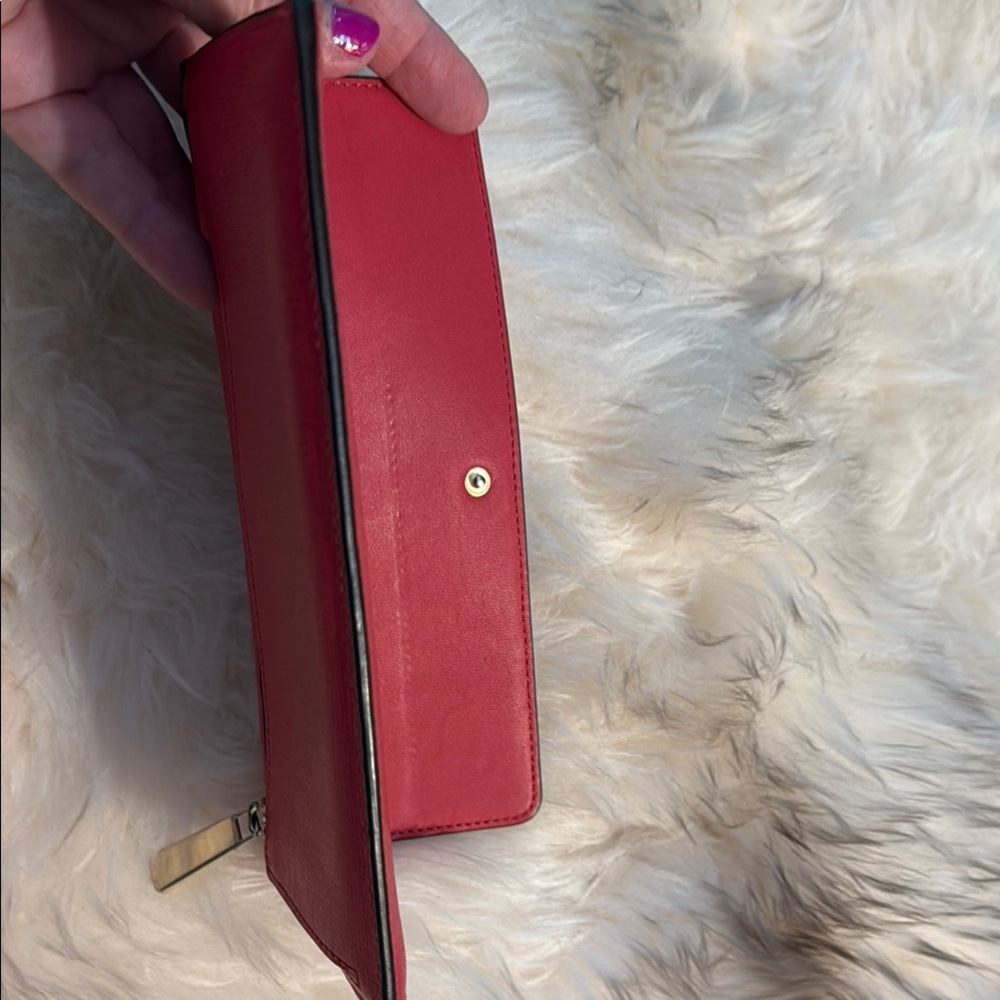 Coach red and gold Leather Wallet Sleek Minimalist Design - Picture 7 of 7